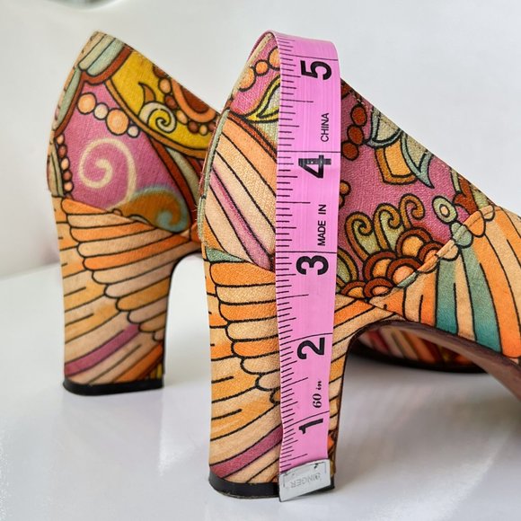 MR SEYMOUR Vintage 60's 70's Psychedelic Floral Bow Pumps Size 10AA RARE - Picture 12 of 15